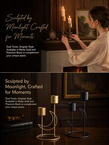 Muroi Mono 1PC/2PCS Modern Minimalist Geometric Candle Holder - Sleek Metal With Abstract Moon Design, 2-Arm Candle Display Stand, Space-Saving Contemporary Home Decor, Versatile Decorative Accent, Perfect For Everyday Use Special Occasions - multicolor - View 7