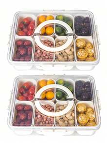 4/8 Compartments Snack Box, Portable Travel Meat Platter With Lid, Refrigerator Food Storage Box, Fruit And Snack Sorting Box, Partitioned Storage Box, Salad Box, Longer Preservation Time, Kitchen Accessories, Pre Meal Preparation, Kitchen Tools. - Multicolor - View 1