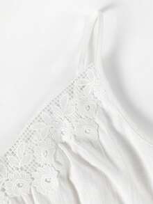 Zayélia Women's Floral Applique Pleated Camisole Top And Long Pants Casual Daily Two Pieces Set - White - View 6