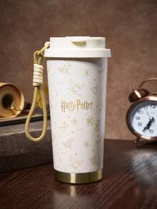 HARRY POTTER X SHEIN 500ml /16 Oz 真空隔熱不鏽鋼杯，1個防漏蓋，適用於熱飲/冷飲，適用於大多數杯架 - 棕色 - 查看 6