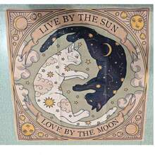 1pc Sun And Moon Altar Cloth Witchy Mystical Cat Altar Tablecloth Tarot Card Spread Reading Cloth Botanical Moon Floral Flower Table Mat Decor,Tarot,Cat,Arcane - Multicolor - View 17