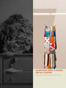 1Pack Scarf Hanger With 12 Storage Shelves, Purse Hanger With 360-Degree Rotating Hook, Scarf Organizer For Closet Scarves, Shawls, Belts, Purses And Baseball Caps - Silver - View 4