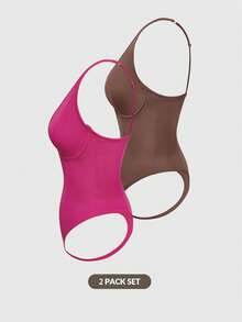 SHAPORA Body moldeador de unicolor con escote en V profundo para mujer - Multicolor - Ver 15