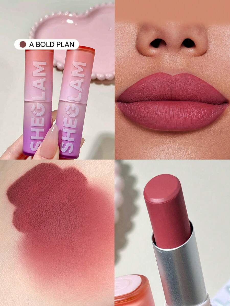 SHEGLAM Dynamatte Boom 持久霧面唇膏-A Bold Plan 20 色奶油霧面防水唇膏神奇不粘杯防轉移唇膏促銷粉色唇膏 - A Bold Plan - 查看 1