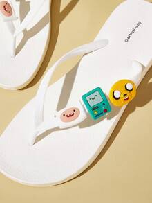 ADVENTURE TIME X SHEIN Cartoon Flip-Flops, EVA Lightweight Material, Toe Protection, Breathable And Quick-Drying, Soft And Comfortable, Summer Beach, Vacation - White - View 3