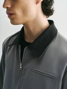 Sonviro Jaket Pria Kasual Serbaguna dengan Kerah dan Resleting Depan, Lengan Panjang, Cocok untuk Pemakaian Sehari-hari, Jaket Abu-abu Modis untuk Pria - Dark Grey - View 5