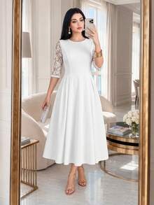 Auveirra Plus Size Valentine's Day Dress, Summer Outfit For Women - White - View 3