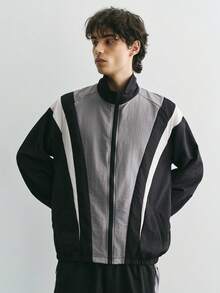 Sonviro Men's Contrast Color Casual Long Sleeve Jacket - Black - View 5