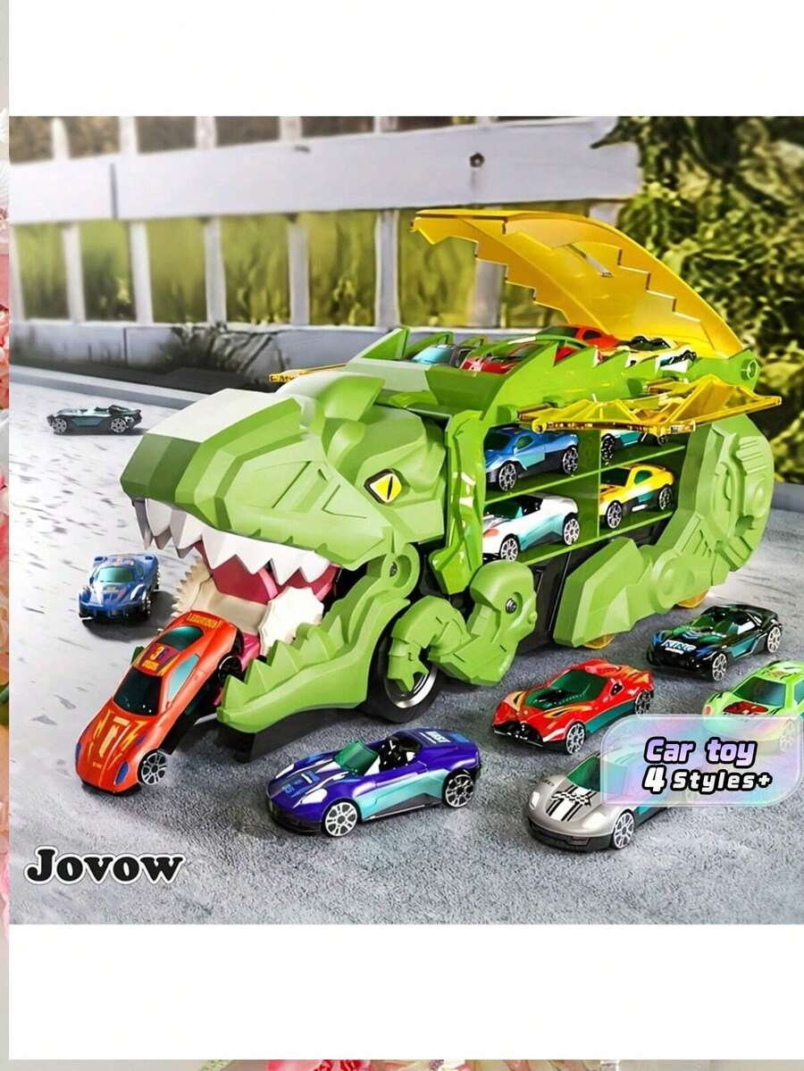 T-Rex Dinosaur Thrill Ride – A Lifelike Car-Swallowing Toy Set, Complete With A Variety Of Miniature Vehicles – An Exciting And Educational Gift Perfect For Birthdays, Christmas, Or Back-To-School. - Multicolor - View 1