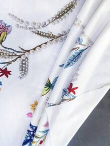 EMERY ROSE White Summer Cute Everyday Holiday Women's T-Shirt Spring Heavily Embroidered 3D Floral Print Loose Round Neck Short Sleeve Mother's Day Gift Vacation - White - View 4