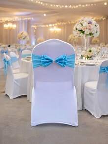 5Pcs 25Pcs Satin Chair Sashes Bows With Rhinestone Buckle Adjustable Stretchy Chair Bands Ribbon For Wedding Birthday Party Banquet Hotel Christmas Decorations - Multicolor - View 3