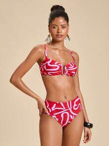 Travachic Women's Printed U-Neckline Swimsuit And Bikini Bottom 2 Pieces Set - Multicolor - View 3