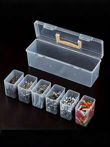 7pcs(6 Small Boxes+1Large Box) Tool And Parts Storage Boxes, Multi-Compartment Portable Transparent Tool Storage Box, Household Screw, Wrench, And Hardware Accessory Categorization Storage Box, Toy Organizer Box, Divider Organization And Sorting Box. - multicolor - View 4
