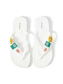 ADVENTURE TIME X SHEIN Cartoon Flip-Flops, EVA Lightweight Material, Toe Protection, Breathable And Quick-Drying, Soft And Comfortable, Summer Beach, Vacation - White - View 6