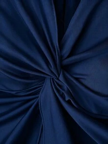 GlowEve 女款時尚掛脖扭結不對稱下擺開衩背心，彈性針織，適合派對、約會、聚會、婚禮季、節日慶祝、四季穿搭、日常休閒、通勤上班、度假穿搭 - 藏蓝色 - 查看 7