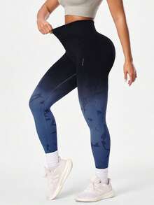 SHEIN Sports 女款無縫高彈力瑜伽運動交叉腰緊身褲 - 彩色 - 查看 6