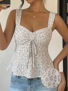 CovetEZ 95% Cotton Leopard Print All-Over Pattern Women's Tank Top, Suitable For Spring/Summer Vacation - Multicolor - View 5