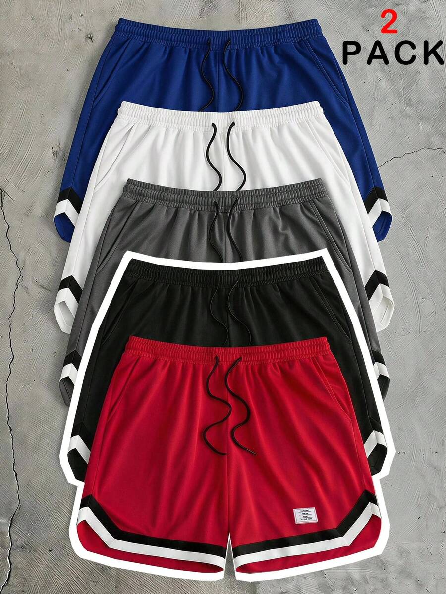 AXEPEAK Men's Drawstring Waist Colorblock Casual Versatile Daily Travel Shorts 2pcs/Set - Multicolor - View 1
