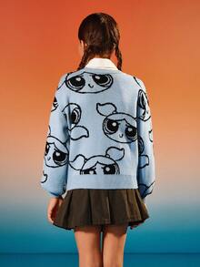 THE POWERPUFF GIRLS X SHEIN Lässiger, vielseitiger Pullover mit Blasenmuster für Tween-Mädchen - Verschiedenfarbig - Übersicht 2