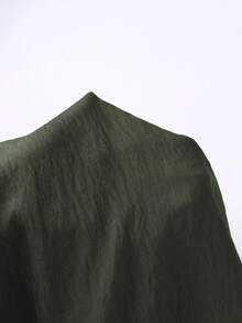 Franclia 大尺碼女款寬肩帶圓環裝飾V領交叉抓皺鬆緊腰寬鬆直筒露背連身褲，優雅法式復古正式辦公通勤休閒度假下午茶街頭風極簡百搭老錢風澳洲居家休閒派對約會海灘度假風春夏新款 - 軍綠色 - 查看 4