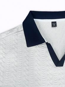 Manfinity CasualCool 男士休闲通勤拼色短袖 Polo 衫 - 白色 - 查看 7