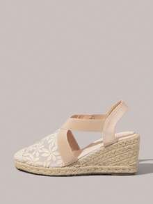Styleloop Sepatu Wedges & Platform Wanita, Gaya Bohemian, Liburan Pantai, Nuansa Barat, Pakaian Musim Panas, Perlengkapan Perjalanan - Baby Pink - View 3
