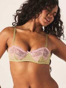 MISSGUIDED Yellow Women Bra And Brief Set With Lace Contrast Details Underwire Support Full Coverage Intimate Lingerie Collection - Yellow - View 4