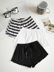 Lowkey Lull 3件套女士休闲条纹家居服睡裤套装 - 彩色 - 查看 1
