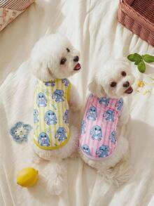 PETSIN 2pcs Multi-Color Striped Blue Bunny Cute Print, Comfortable And Soft, No Shedding Pet Vest - Multicolor - View 2