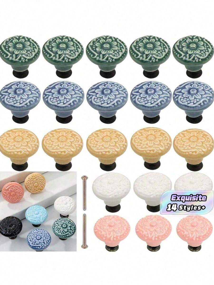 2/5pcs Drawer Knobs, Highly Attractive Cabinet Knob Pull Minimalist Handle , Stainless Steel Porcelain Ceramic Kitchen Cabinet Vintage Handle, Cabinet Bathroom Modern Door Handle,Kitchen Creative Drawer Furniture Hardware - multicolor - View 1