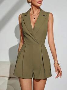 Firerie Mono de pierna ancha con volantes color caqui para mujer - Verde militar - Ver 6
