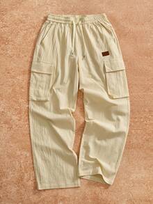 VENTUSAIL Men's Casual Beige Cargo Pants, Comfortable Long Trousers For Spring/Summer - White - View 5