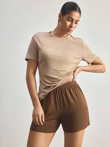 Ocili Quần short cotton mềm mại, thoải mái, dễ mặc, thích hợp mặc ở nhà. - Màu Khaki - Xem 2