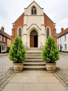 2 Pieces Simulated Pine Tree Artificial Greenery Natural Looking Trunk Needle Rich Green For Landscape Garden Gate Backyard Deck Table Centerpiece Easter Christmas Mother Day Bridal Shower All Seasons Use Without Pot Trending Now - Multicolor - View 4