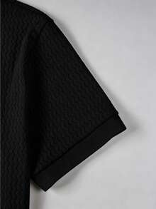 Manfinity Homme 男士素色短袖休閒通勤 Polo 衫 - 黑色 - 查看 5