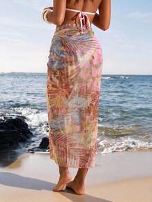 Opulessa Women's Tropical Plant Print Side Tie Waist Cover-Up Skirt - Multicolor - View 5