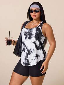 SHEIN Rhythm Era Plus Size Women's Tie-Dye Casual Versatile Daily Travel Sports T-Shirt - Multicolor - View 5