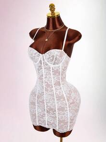 Amplova Women's Lace Date Night Out Night Out Club Night Club Night Club Night Mini Cami Dress White Floral Floral Floral Floral Floral Summer Sexy Bandage - Multicolor - View 7
