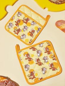 TOM & JERRY X SHEIN 1/2 PC Cute Cartoon Print Kitchen Insulation Set, Oven Gloves/Insulation Mat, A Must For Kitchen Baking, Effectively Isolating Heat Sources, Single/Combination - View 4