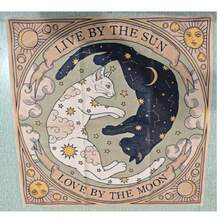 1pc Sun And Moon Altar Cloth Witchy Mystical Cat Altar Tablecloth Tarot Card Spread Reading Cloth Botanical Moon Floral Flower Table Mat Decor,Tarot,Cat,Arcane - Multicolor - View 18