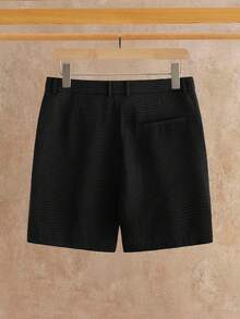 HIMLAND Men's Solid Color Pocket Casual Versatile Shorts - Black - View 4
