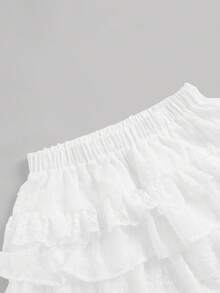 SHEIN MOD Contrast Lace Ruffle Hem Skirt - White - View 7