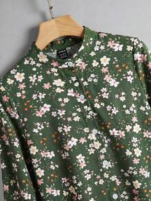 Al Najma Women's Floral Long Sleeve Ruffle Hem Elegant Arabian Dress - Multicolor - View 2