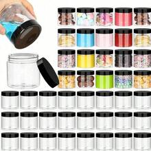 24 Pack Plastic Jars With Lids -Clear Round Cosmetic Containers For Lotion, Cream, Ointment, Body Butter, Makeup, Rhinestones, Samples, Travel Storage - Black - View 4