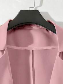 GlowEve CURVE Plus Size Women's Solid Color Casual Versatile Daily Travel Long Sleeve Blazer Jacket - Pink - View 4