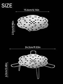 Haus Hana 1Pc Steel Steamer Rack With Handle, Multi-Purpose Round Steaming Tray Stand With Elevated Legs, Heat Resistant Food Steamer Insert For Pot, Pressure Cooker, Canning, Ideal For Vegetables, Seafood, Dumplings, Household Kitchen Cooking - View 6