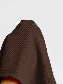 Soleia WYWH Vacation Ruffle Trim Ribbed Dark Brown Knit Tee Going Out Summer Casual - Coffee Brown - View 5