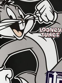 LOONEY TUNES X SHEIN Tween Boy Letter & Cartoon Rabbit Graphic Crew Neck Long Sleeve Drop Shoulder Oversize Sweatshirt Fall Winter - White - View 4
