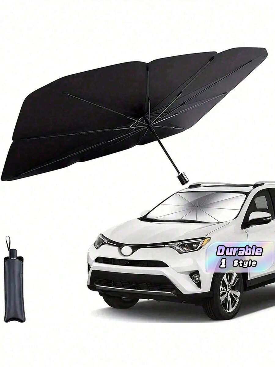 1 Piece Of Foldable Car Sunshade, Front Windshield Sunshade, Sunshade - A Summer Accessory For Cars. With The Sunshade Design, It Can Immediately Provide Heat Protection For The Front Window. Easy To Store And Quick To Install. - Multicolor - View 1