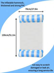 1 Pack Inflatable Pool Float For Adults Water Hammock Lounge Chair Mesh Bed Summer Swimming Pool Lake Beach Raft Relaxation Floating Mat With Pillow - Light Blue - View 3